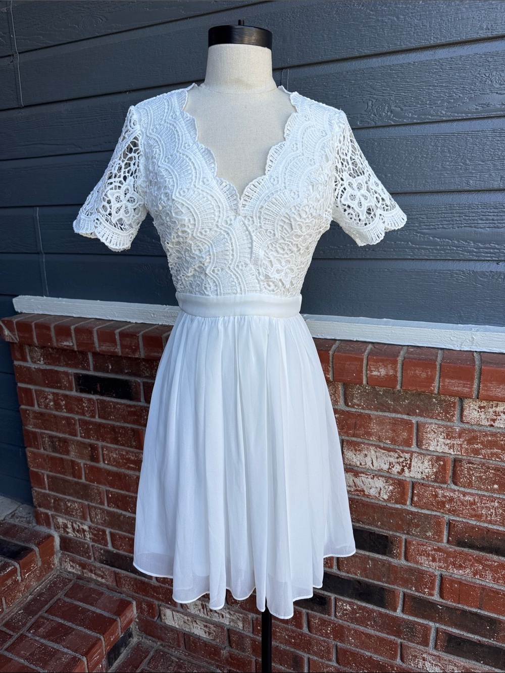 Lulus Angel in Disguise White Lace Skater Dress Bridal Mini Women's Size XS